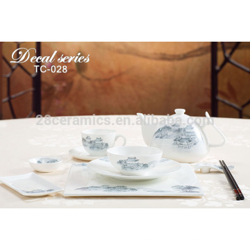 Louça de esmalte de porcelana de design popular, conjunto de mesa de sublimação